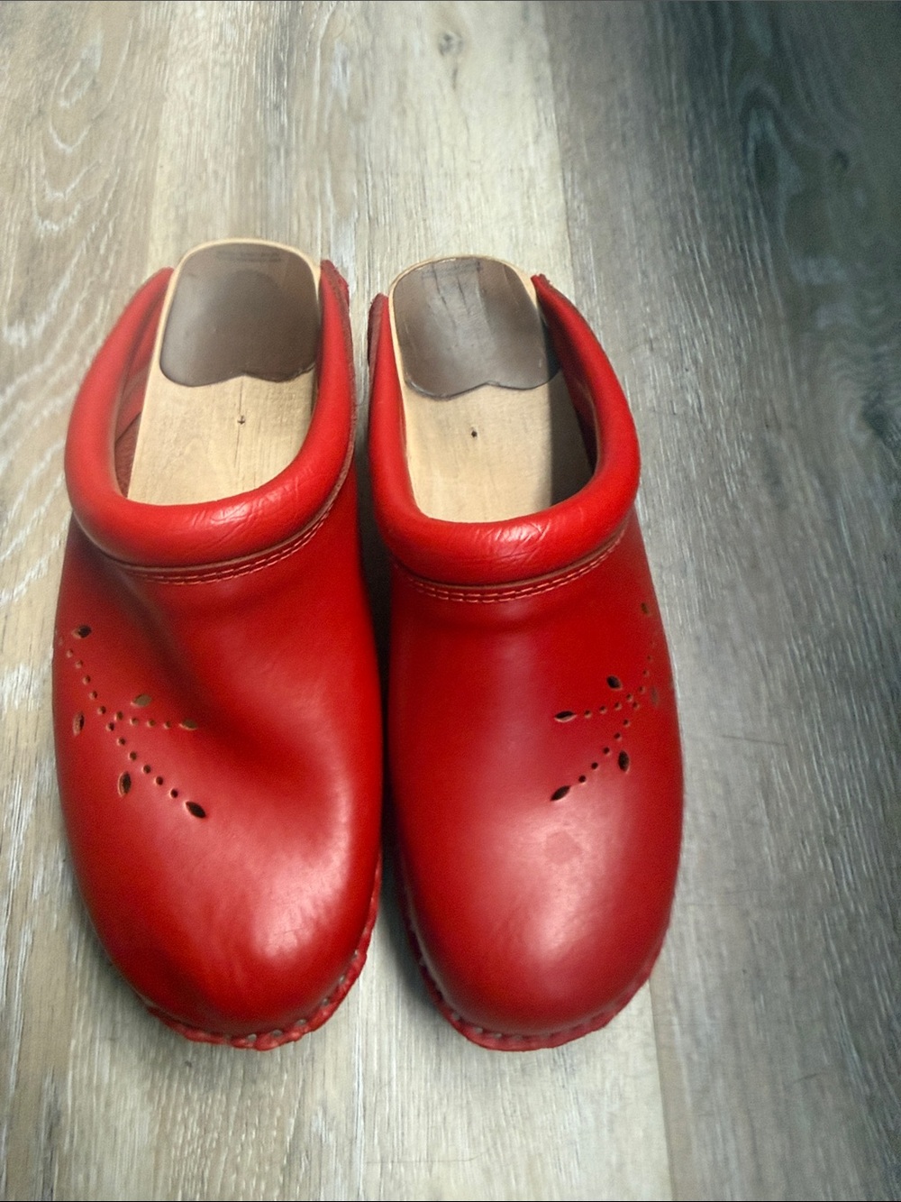 Troentorps Red Slip-On Shoes with Textured Soles size EUR 38 clogs Women's